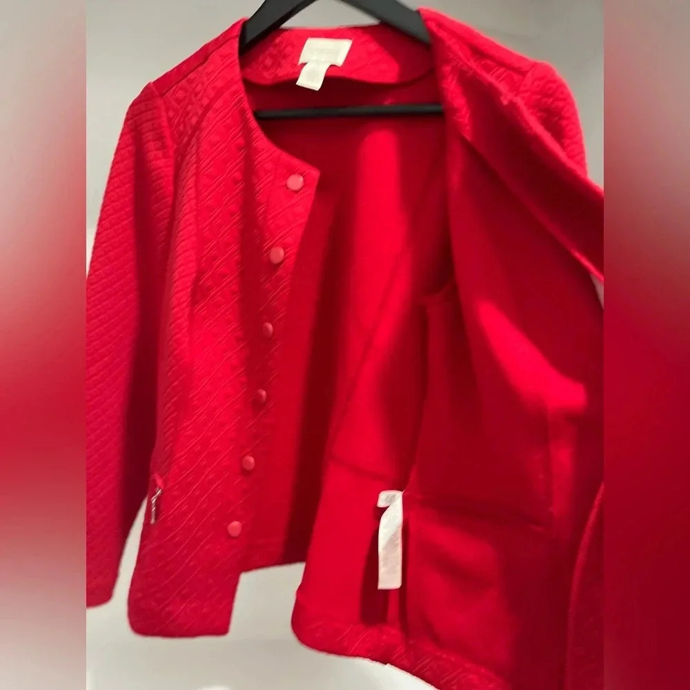 Chico’s quilted red buttoned blazer Size 0 XS - Picture 7 of 9